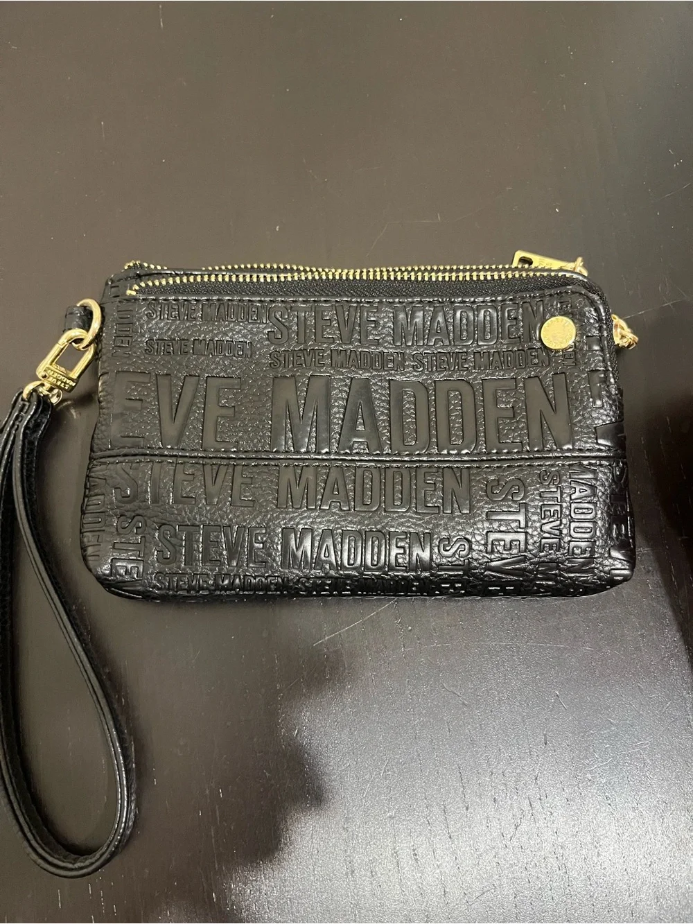 Steve Madden Btrell double zip monogram wristlet/clutch